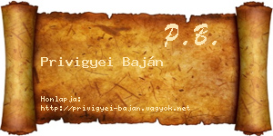 Privigyei Baján névjegykártya